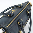 PRADA Hand Bag Leather 2way Blue Gold Auth 187288V-6