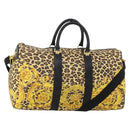 Gianni Versace Boston Bag PVC Canvas 2way Yellow Gold Auth 187294-1