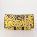 Gianni Versace Boston Bag PVC Canvas 2way Yellow Gold Auth 187294-11