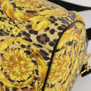 Gianni Versace Boston Bag PVC Canvas 2way Yellow Gold Auth 187294-12