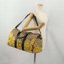 Gianni Versace Boston Bag PVC Canvas 2way Yellow Gold Auth 187294-25