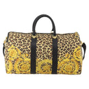 Gianni Versace Boston Bag PVC Canvas 2way Yellow Gold Auth 187294-3