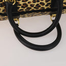 Gianni Versace Boston Bag PVC Canvas 2way Yellow Gold Auth 187294-9