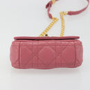 Christian Dior Chain Caro Canage Shoulder Bag Lamb Skin Pink Gold Auth 187297SAM-5