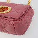 Christian Dior Chain Caro Canage Shoulder Bag Lamb Skin Pink Gold Auth 187297SAM-14