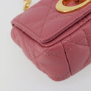 Christian Dior Chain Caro Canage Shoulder Bag Lamb Skin Pink Gold Auth 187297SAM-15