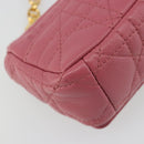 Christian Dior Chain Caro Canage Shoulder Bag Lamb Skin Pink Gold Auth 187297SAM-17