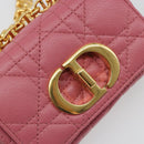 Christian Dior Chain Caro Canage Shoulder Bag Lamb Skin Pink Gold Auth 187297SAM-18