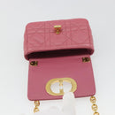 Christian Dior Chain Caro Canage Shoulder Bag Lamb Skin Pink Gold Auth 187297SAM-10