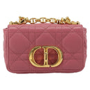 Christian Dior Chain Caro Canage Shoulder Bag Lamb Skin Pink Gold Auth 187297SAM-13