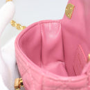 Christian Dior Chain Caro Canage Shoulder Bag Lamb Skin Pink Gold Auth 187297SAM-20