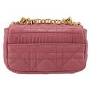 Christian Dior Chain Caro Canage Shoulder Bag Lamb Skin Pink Gold Auth 187297SAM-2