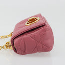 Christian Dior Chain Caro Canage Shoulder Bag Lamb Skin Pink Gold Auth 187297SAM-4