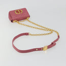 Christian Dior Chain Caro Canage Shoulder Bag Lamb Skin Pink Gold Auth 187297SAM-7