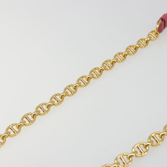 Christian Dior Chain Caro Canage Shoulder Bag Lamb Skin Pink Gold Auth 187297SAM