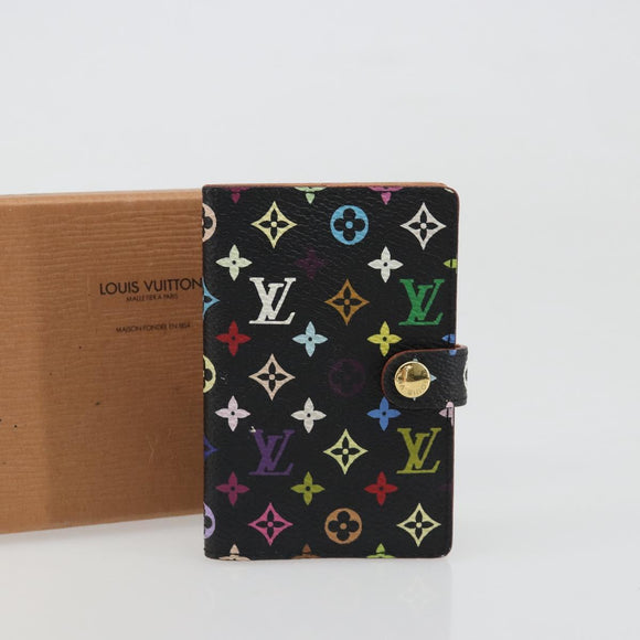 LOUIS VUITTON Multicolor Carnet de Val Mini Agenda Black M92652 Auth 187298V