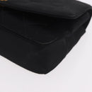 CHANEL Matelasse Chain Shoulder Bag Satin Black Gold CC Auth 187299V-14