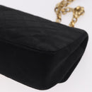 CHANEL Matelasse Chain Shoulder Bag Satin Black Gold CC Auth 187299V-16
