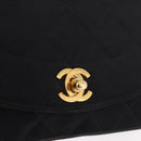CHANEL Matelasse Chain Shoulder Bag Satin Black Gold CC Auth 187299V-17