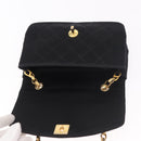 CHANEL Matelasse Chain Shoulder Bag Satin Black Gold CC Auth 187299V-10