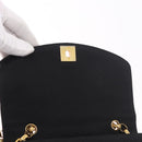 CHANEL Matelasse Chain Shoulder Bag Satin Black Gold CC Auth 187299V-18