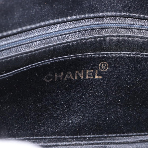 CHANEL Matelasse Chain Shoulder Bag Satin Black Gold CC Auth 187299V