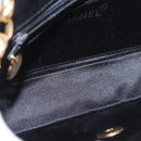 CHANEL Matelasse Chain Shoulder Bag Satin Black Gold CC Auth 187299V-11