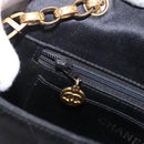 CHANEL Matelasse Chain Shoulder Bag Satin Black Gold CC Auth 187299V-24