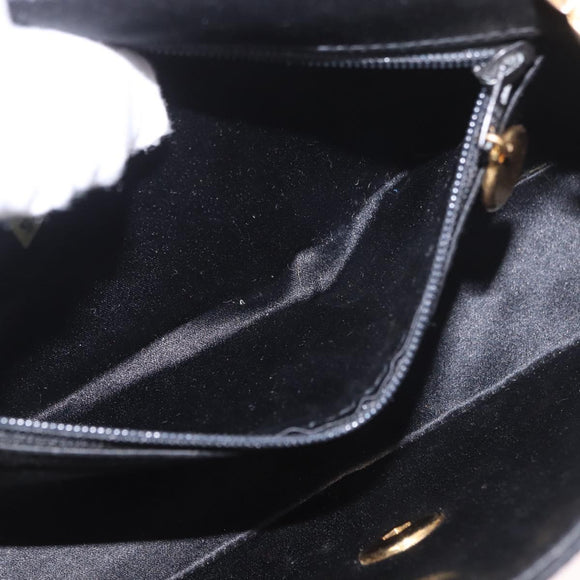 CHANEL Matelasse Chain Shoulder Bag Satin Black Gold CC Auth 187299V