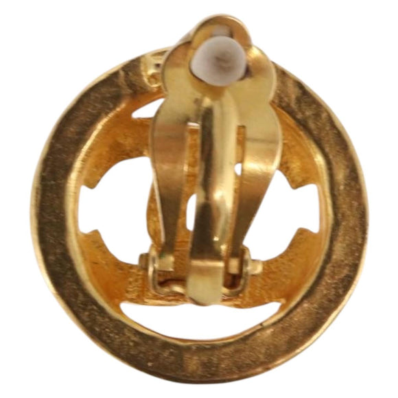 CHANEL COCO Mark Earring Metal Gold Tone CC Auth 187301M