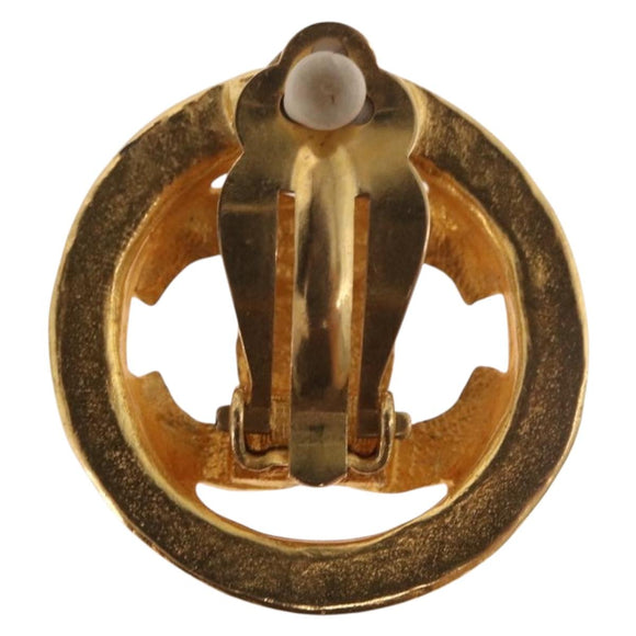 CHANEL COCO Mark Earring Metal Gold Tone CC Auth 187301M