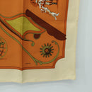 HERMES Carre 90 Scarf ""CARROSSIER"" Silk Brown Auth 187304-10