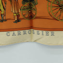HERMES Carre 90 Scarf ""CARROSSIER"" Silk Brown Auth 187304-18
