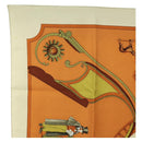 HERMES Carre 90 Scarf ""CARROSSIER"" Silk Brown Auth 187304-2