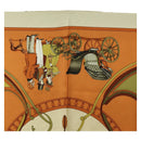 HERMES Carre 90 Scarf ""CARROSSIER"" Silk Brown Auth 187304-3