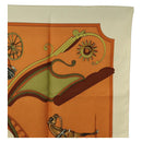 HERMES Carre 90 Scarf ""CARROSSIER"" Silk Brown Auth 187304-4