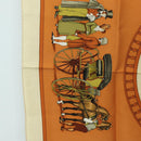 HERMES Carre 90 Scarf ""CARROSSIER"" Silk Brown Auth 187304-5