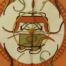HERMES Carre 90 Scarf ""CARROSSIER"" Silk Brown Auth 187304-6