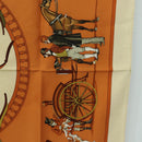 HERMES Carre 90 Scarf ""CARROSSIER"" Silk Brown Auth 187304-7