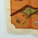HERMES Carre 90 Scarf ""CARROSSIER"" Silk Brown Auth 187304-8