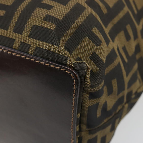 FENDI Zucca Canvas Hand Bag Black Black Auth 187306A