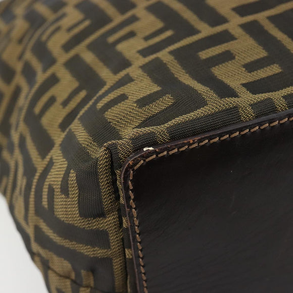 FENDI Zucca Canvas Hand Bag Black Black Auth 187306A