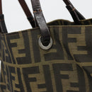 FENDI Zucca Canvas Hand Bag Black Black Auth 187306A-10