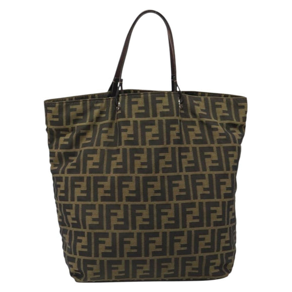 FENDI Zucca Canvas Hand Bag Black Black Auth 187306A