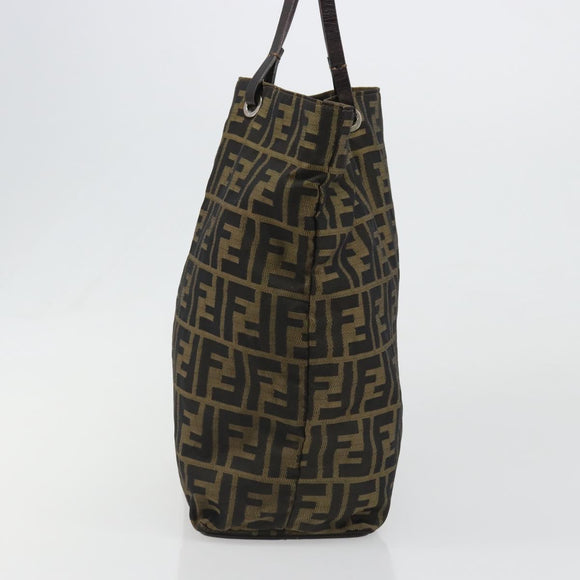 FENDI Zucca Canvas Hand Bag Black Black Auth 187306A