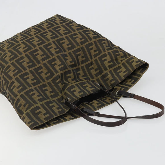 FENDI Zucca Canvas Hand Bag Black Black Auth 187306A