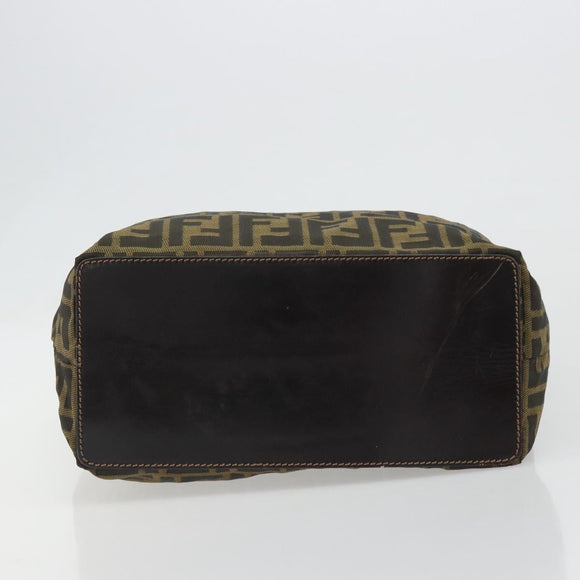 FENDI Zucca Canvas Hand Bag Black Black Auth 187306A
