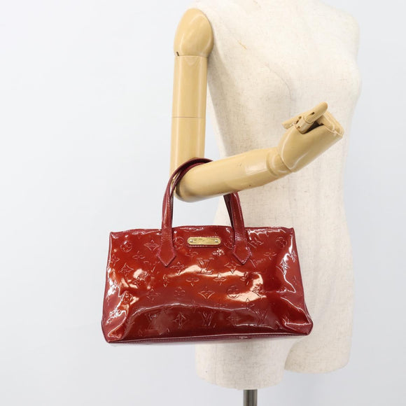 LOUIS VUITTON Monogram Vernis Wilshire PM Bag Rouge Grunadine M91723 Auth 187307