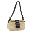 FENDI Zucca Canvas Mamma Baguette Shoulder Bag Beige Silver Auth 187318A-1