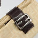 FENDI Zucca Canvas Mamma Baguette Shoulder Bag Beige Silver Auth 187318A-18